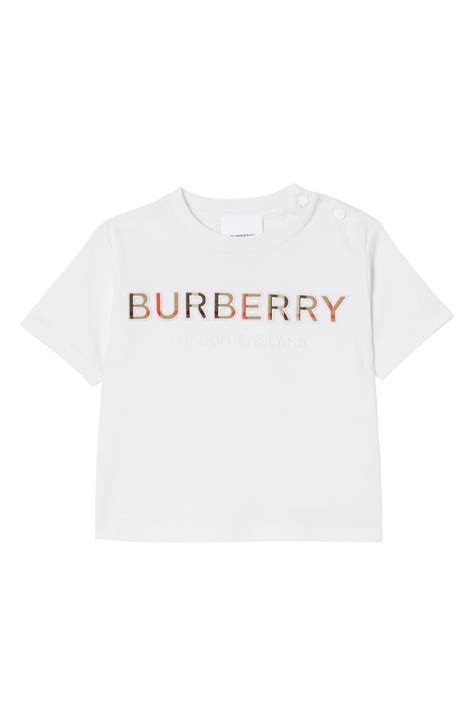 burberry embroidered check logo cotton t-shirt|Logo Rose Cotton T.